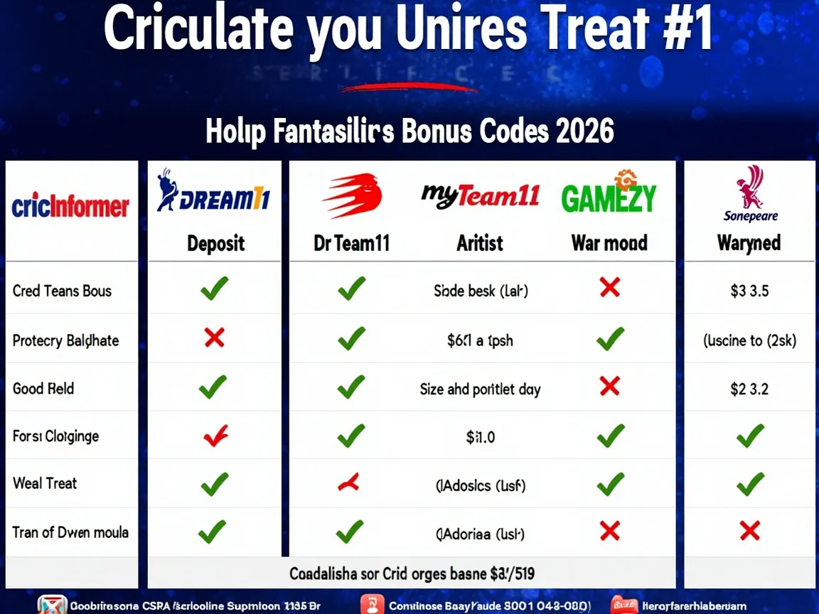 CricInformer bonus code 2026 comparison table versus Dream11 MyTeam11 Gamezy